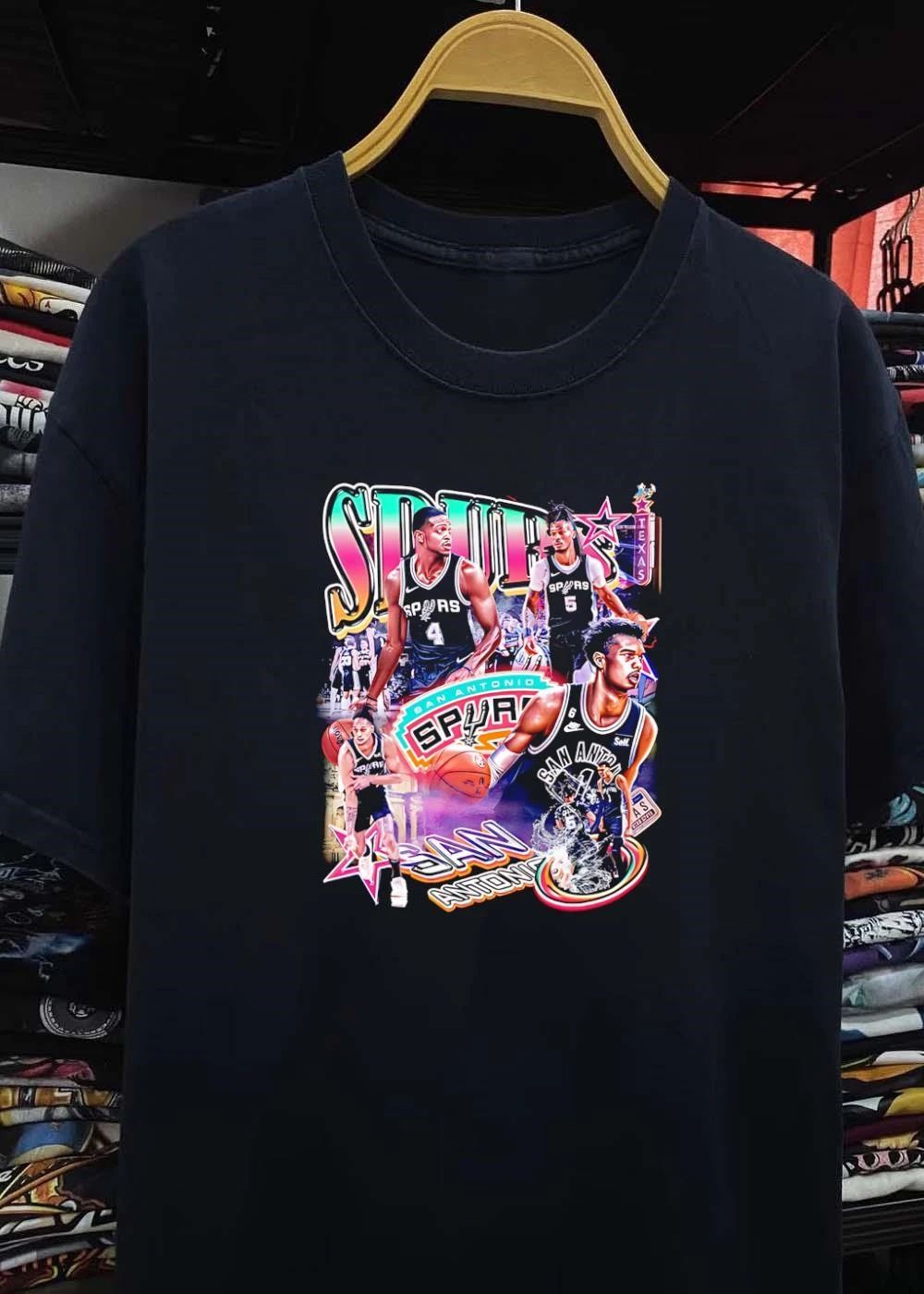 San Antonio Spurs Retro Player Collage Style Basketball T-Shirt