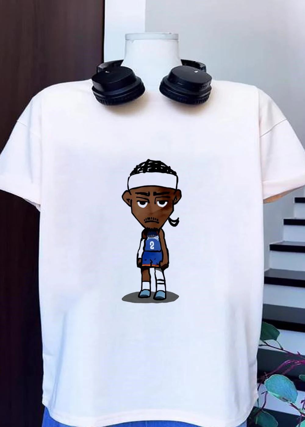 Shai Gilgeous-Alexander sad cartoon OKC shirt