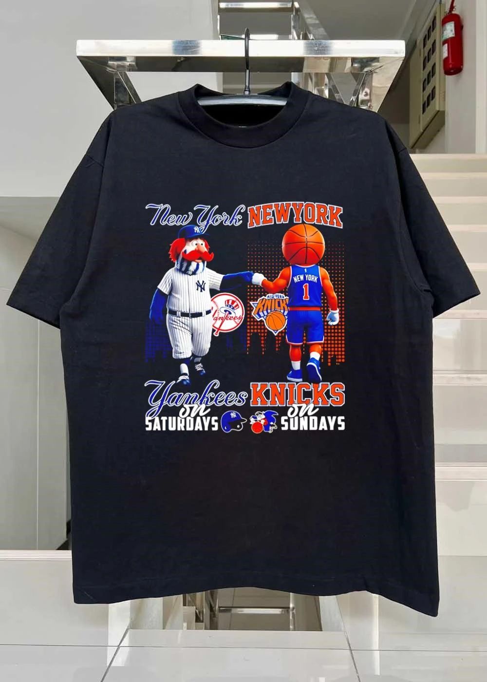 New York Yankees Saturday Knicks Sunday Mascot Player Graphic Design shirt