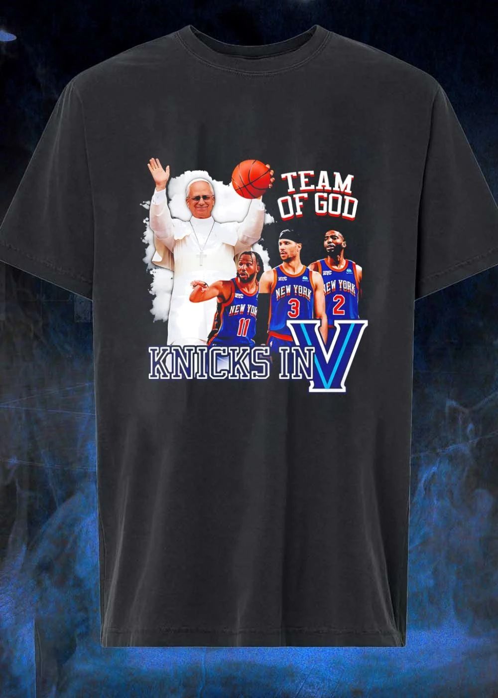 Team Of God Knicks In V Villanova Shirt