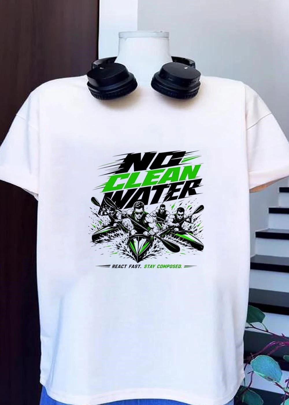 ‘No Clean Water’ Kayaking Team Shirt – ‘React Fast. Stay Composed.’ 2026 Paddling Challenge