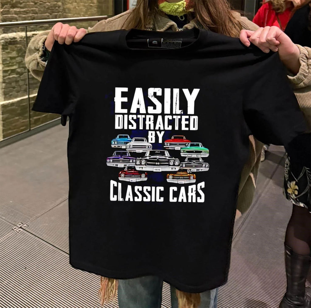 Easily distracted by cavale 1970 classic cars shirt