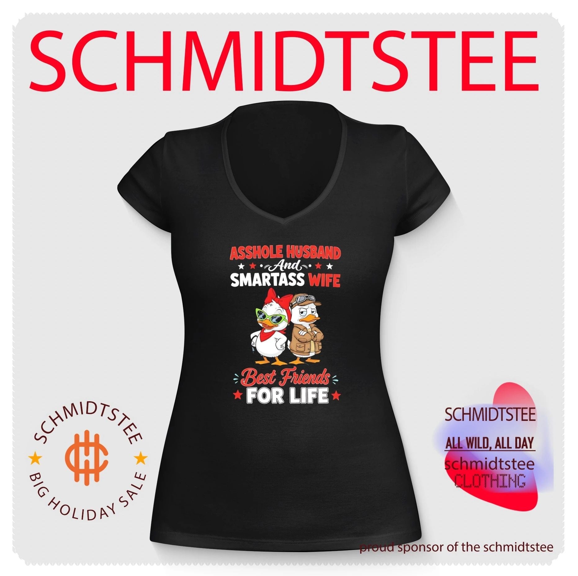 Asshole husband and smartass wife best friends for life cartoon ducks shirt