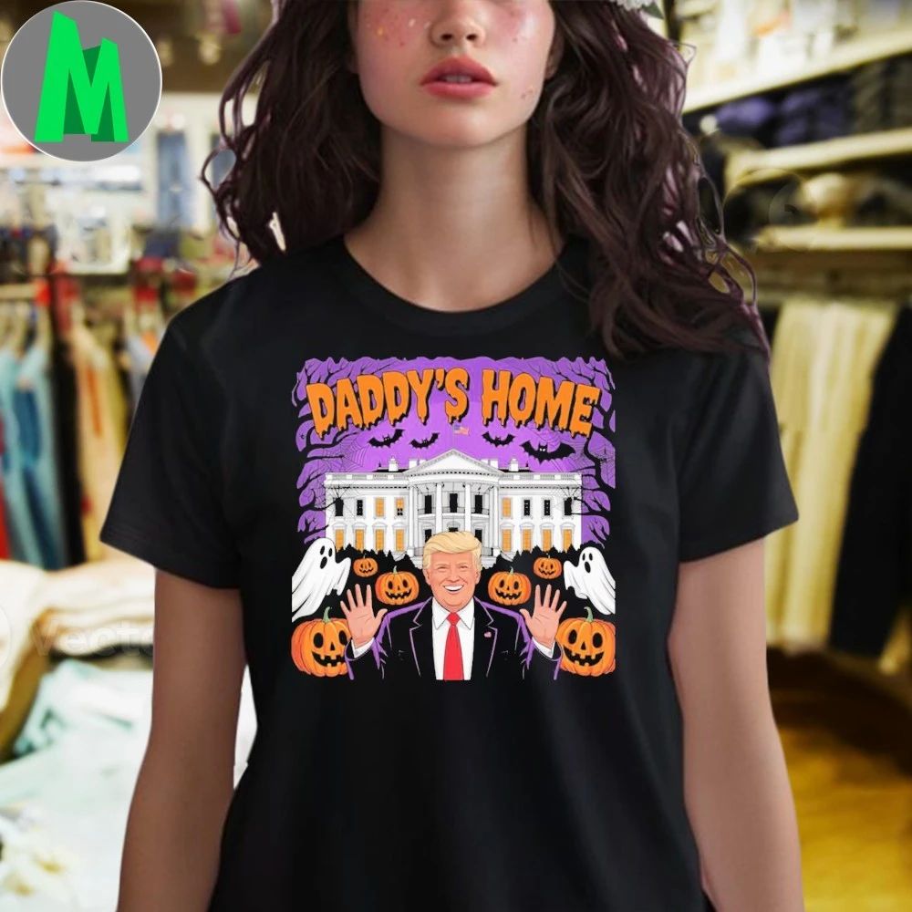 Funny Patriotic Halloween 2025 Daddys Home White House Usa Shirt