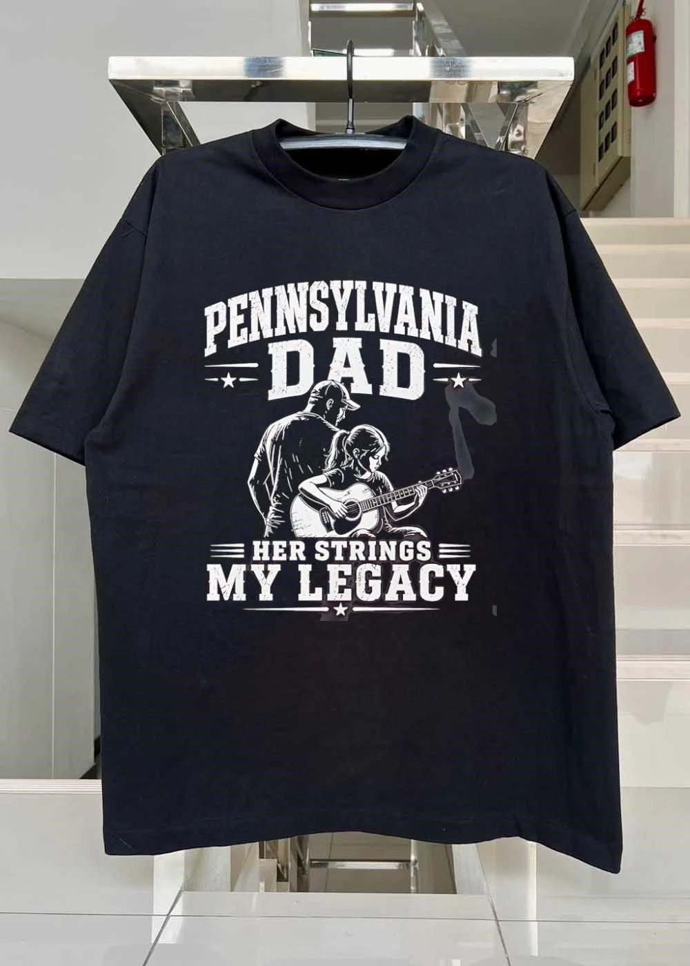 Pennsylvania Dad Her Strings My Legacy Guitar Playing Father Daughter T-Shirt