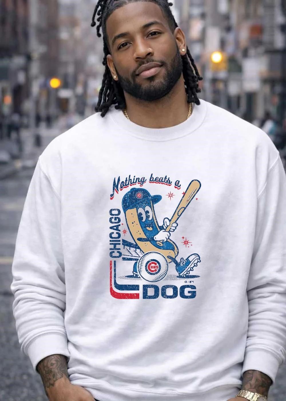 MLB Official Chicago Cubs Hot Dog Baseball Batter T-Shirt