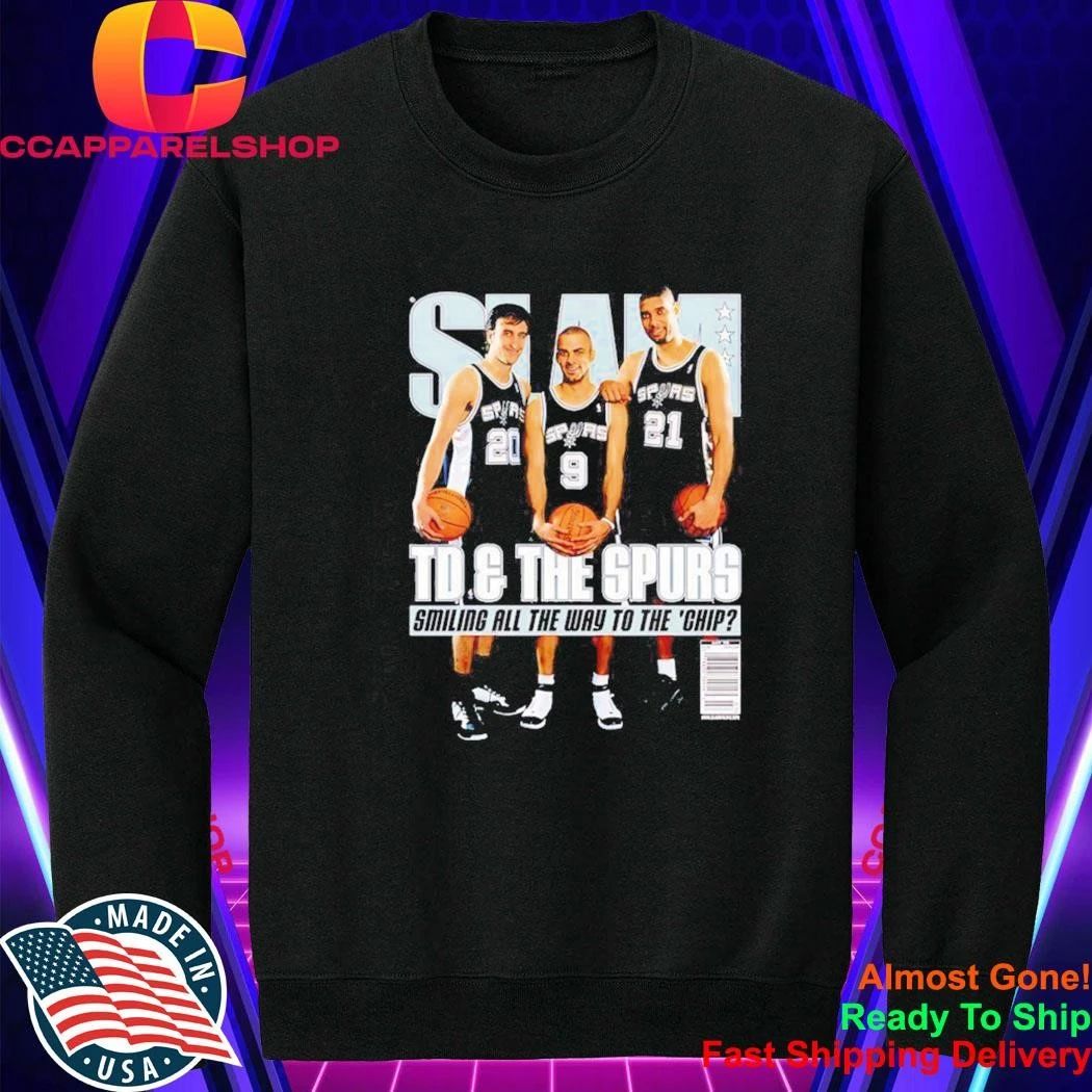 Tim Duncan Tony Parker Manu Ginobili San Antonio Spurs Smiling All The Way To The Chip Slam Shirt
