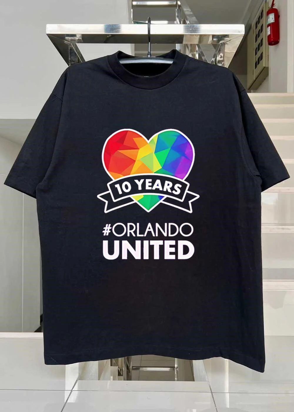 Orlando United 10 Years Rainbow Pride Heart Ribbon T-Shirt