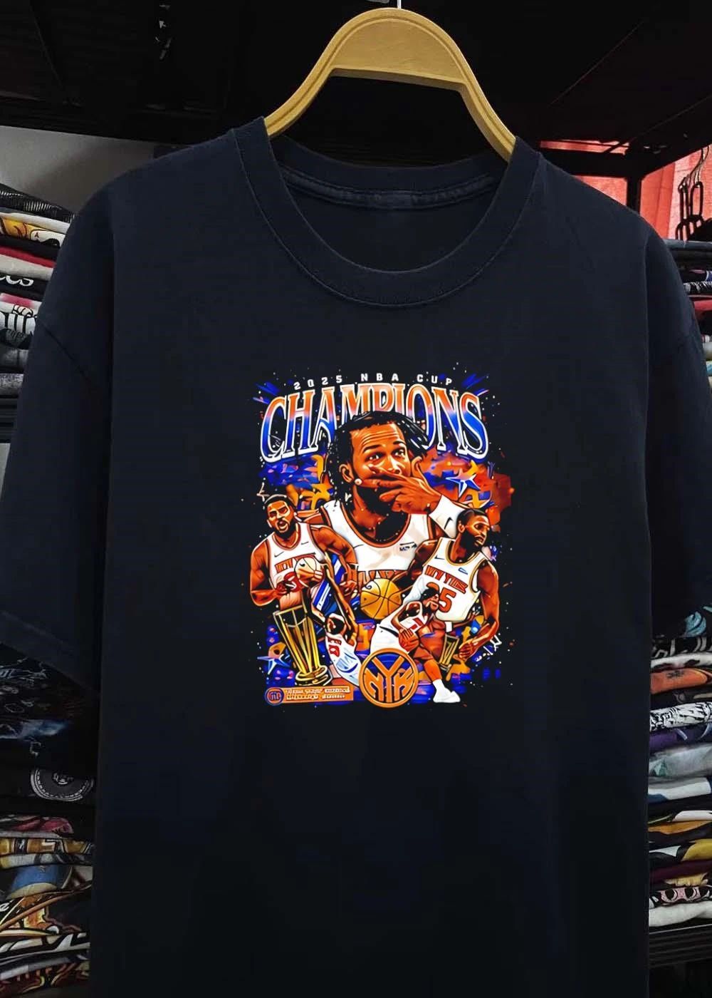 2025 NBA Cup Champions Knicks Players Roster Trophy Shirt