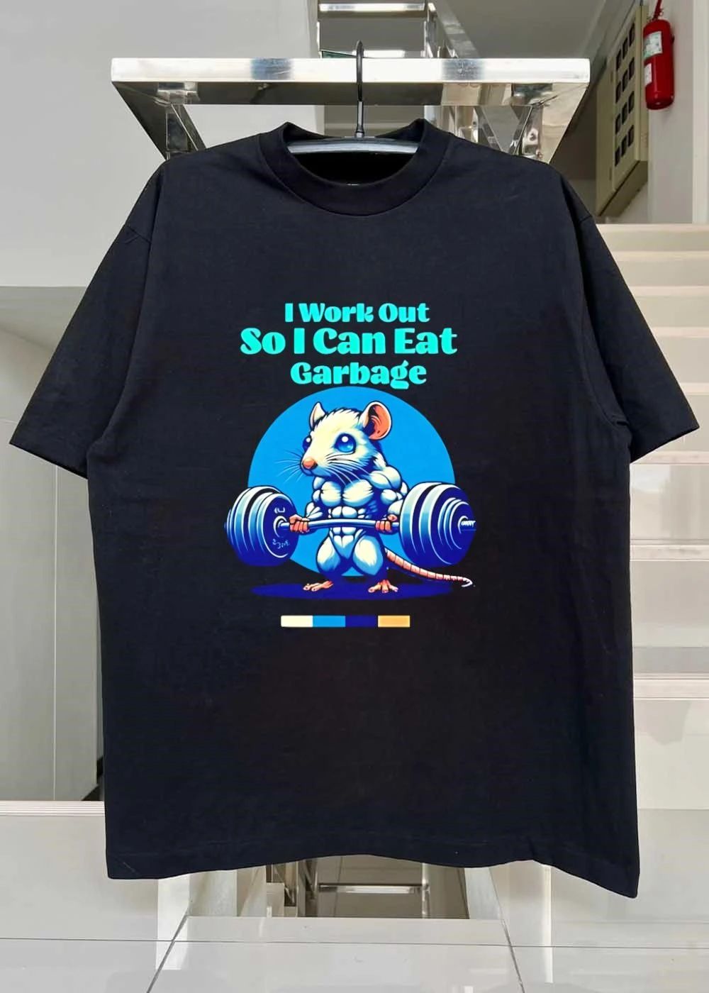 I Work Out So I Can Eat Garbage Funny Mouse Lifting shirt