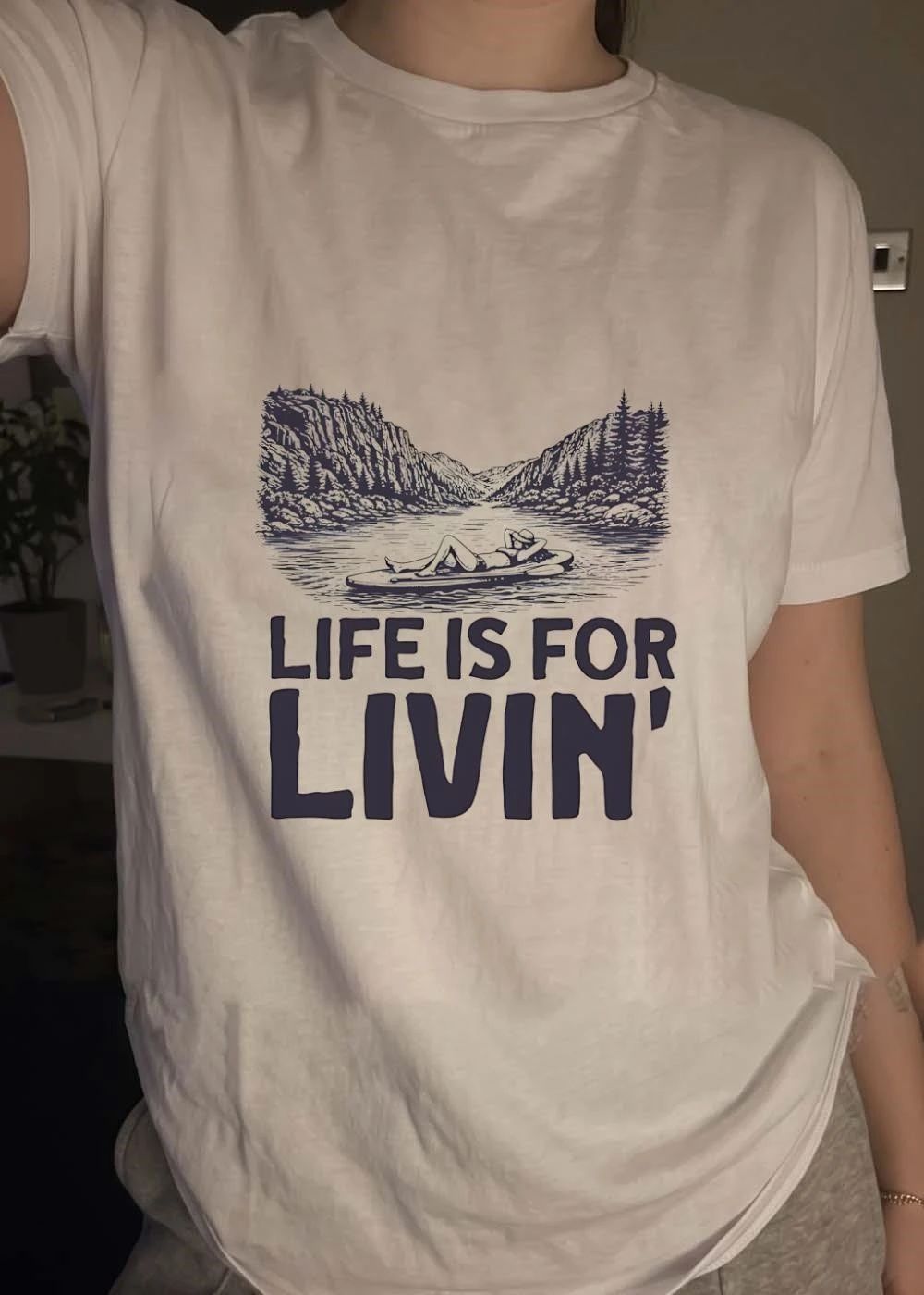 Nature Enthusiast Resting on Paddle Board Life is for Livin shirt