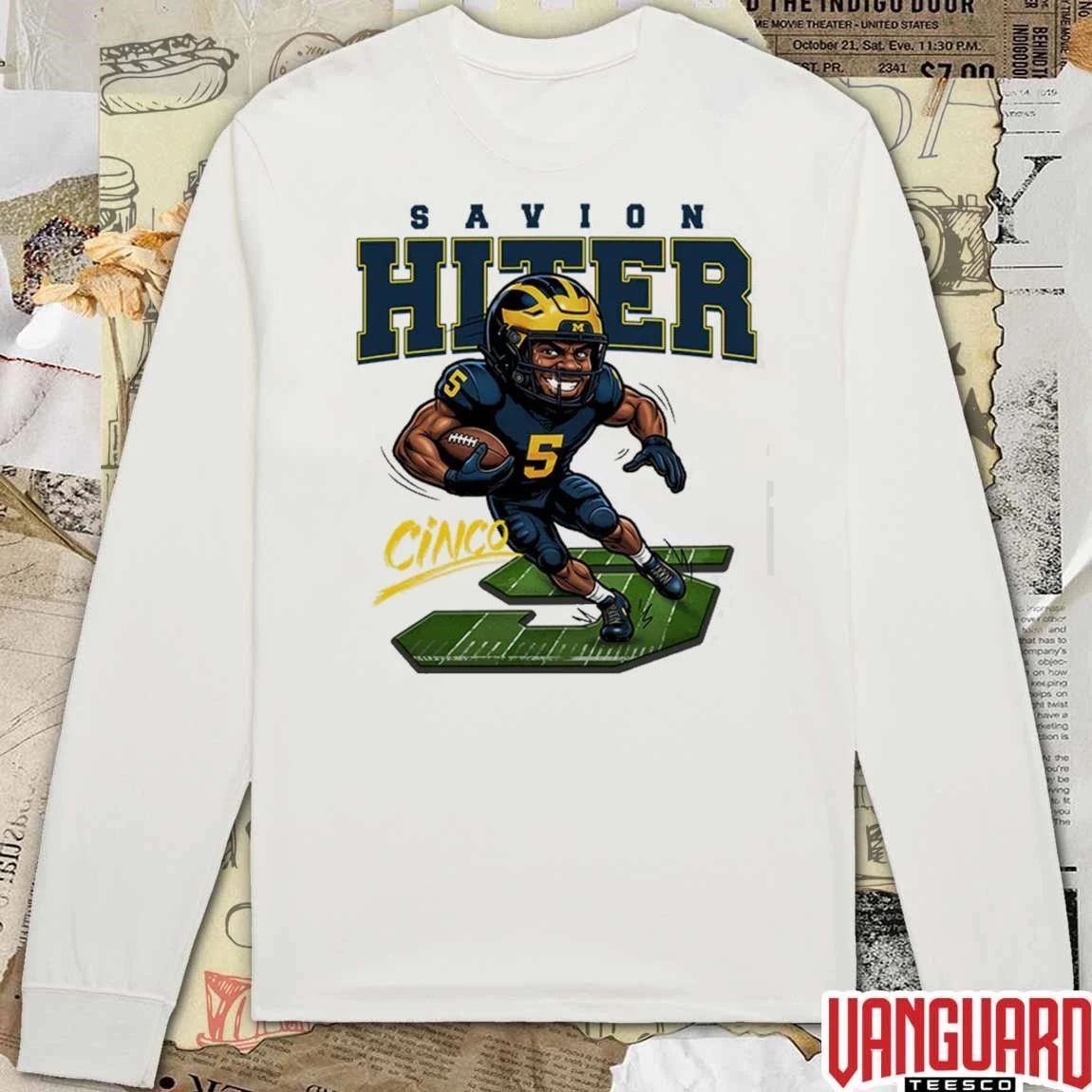 2026 Valiant University of Michigan Football Savion Hiter Caricature t-shirt