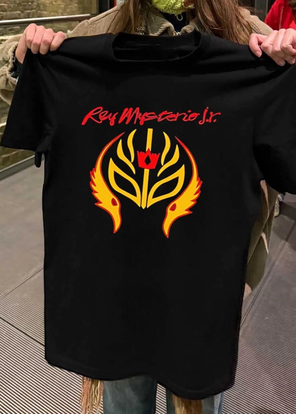 Rey Mysterio Jr. Lucha Libre Wrestler Mask Logo Black T-Shirt