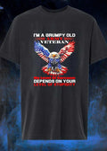 Grumpy Old Army Veteran Sarcasm Stupidity American Flag Eagle Shirt