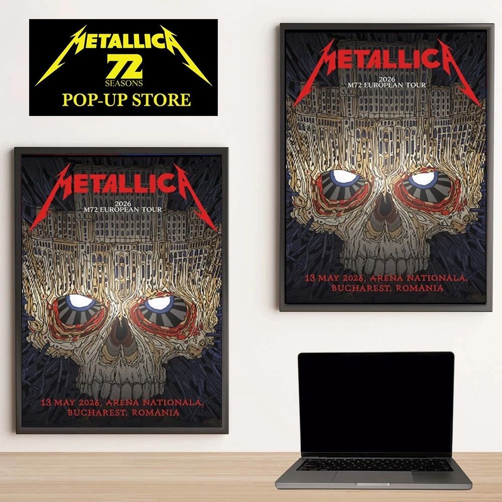 Metallica Bucharest Romania May 13 2026 At Arena Nationala 2026 M72 European Tour Poster Palace of the Parliament Skull