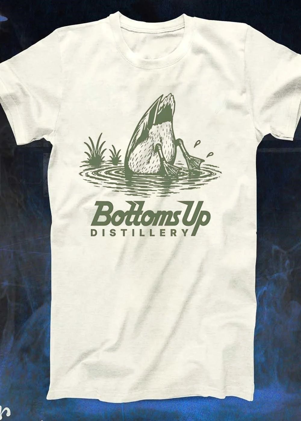 Bottoms Up Distillery Duck Diving Retro Logo shirt