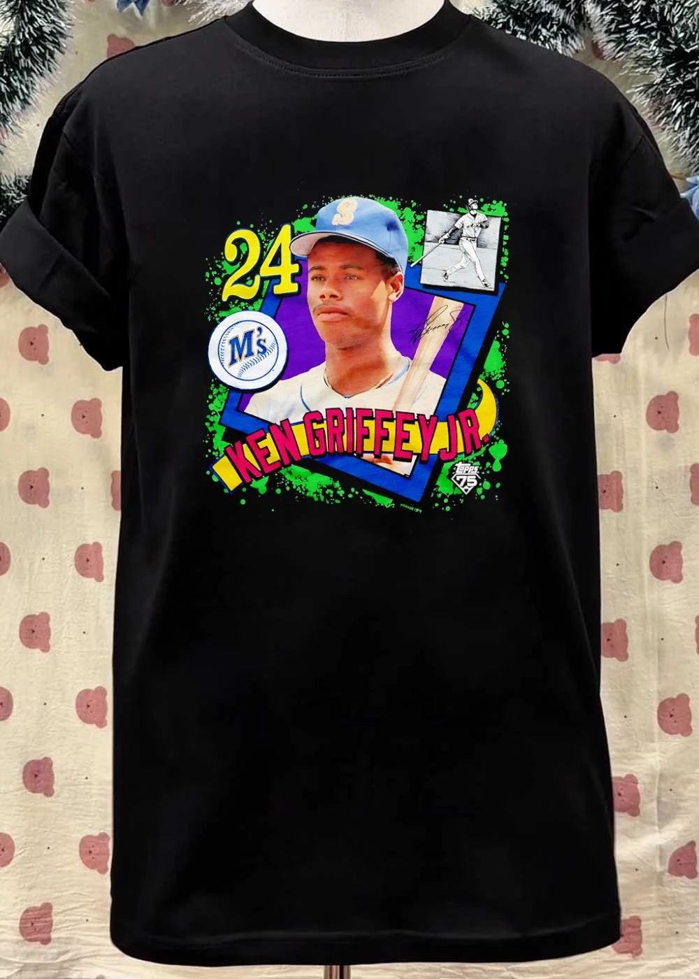 Ken Griffey Jr 24 Topps 75 Seattle Mariners baseball player shirt