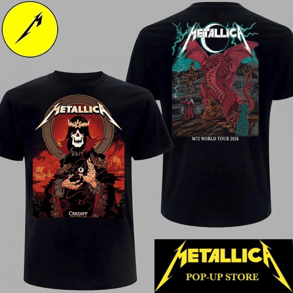 Metallica M72 Celtic Skull King combine Red Dragon Principality Stadium Shirt