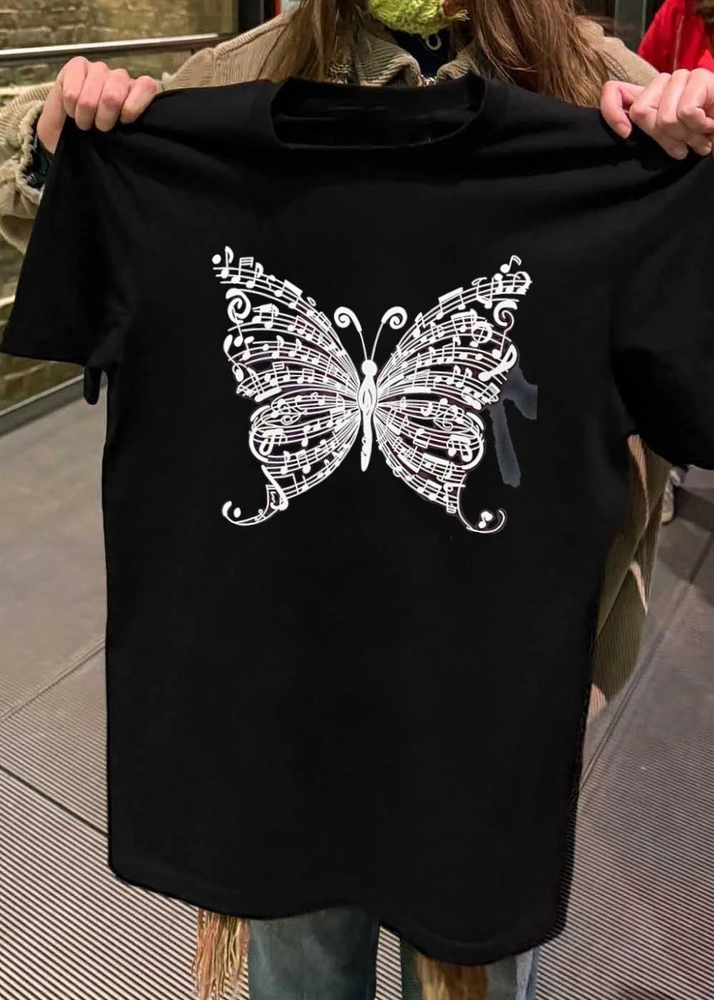 Musical Notes Abstract Art Musical Butterfly Shirt