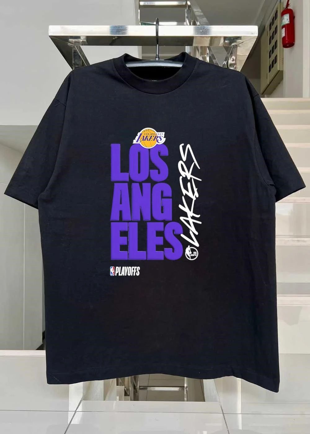 NBA Playoffs Los Angeles Lakers Logo Black T-Shirt