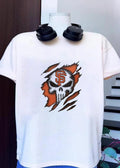 SF Skull Ripped Orange Background San Francisco Giants T-Shirt