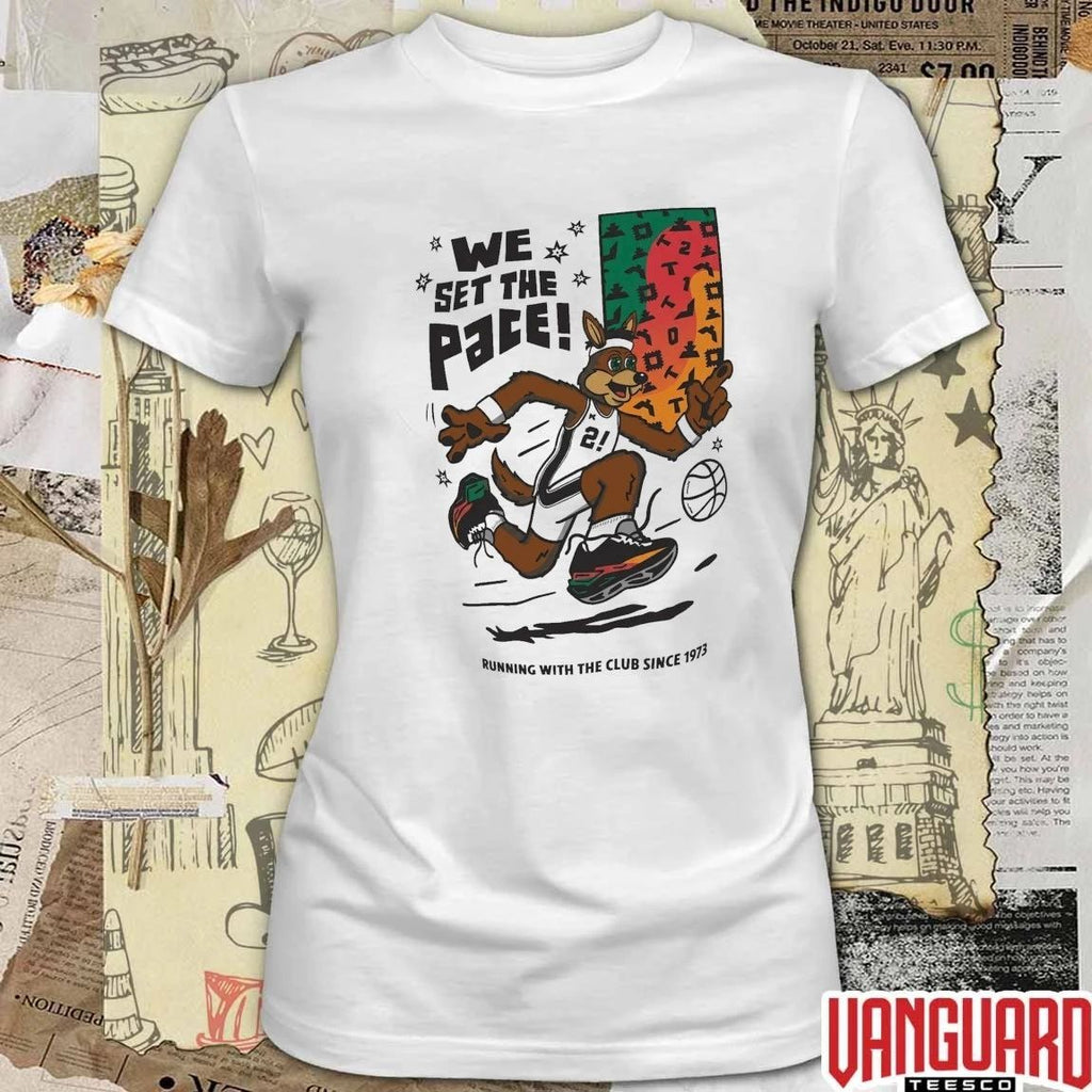 We Set the Pace Running With The Club Since 1973 San Antonio Spurs mascot t-shirt