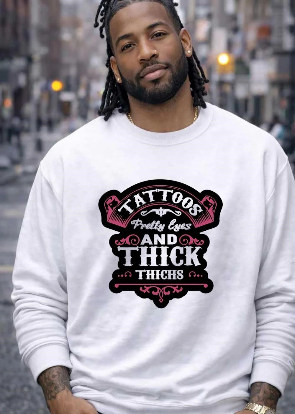 Tattoos, Pretty Eyes, and Thick Thighs Shirt