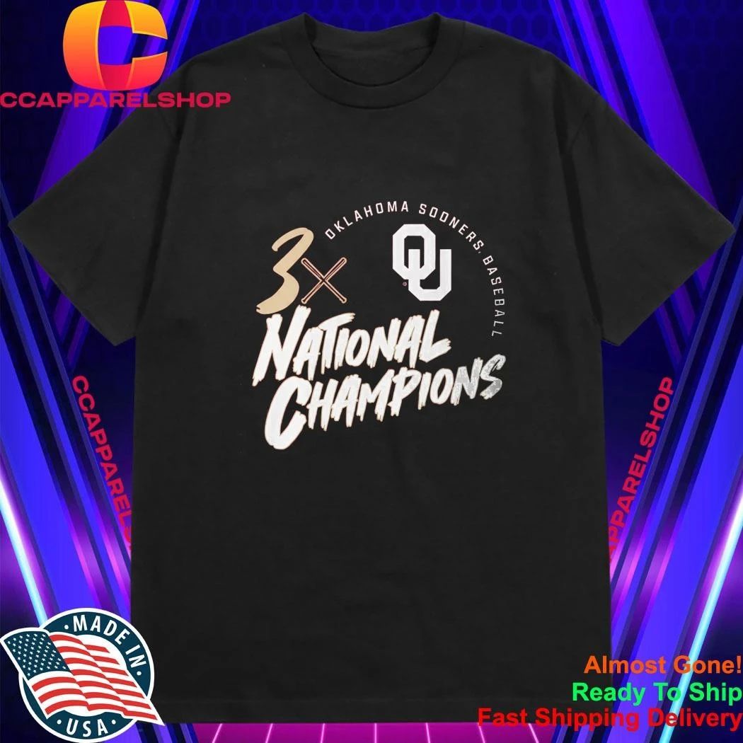 Oklahoma Baseball 3-Time National Champions Shirt