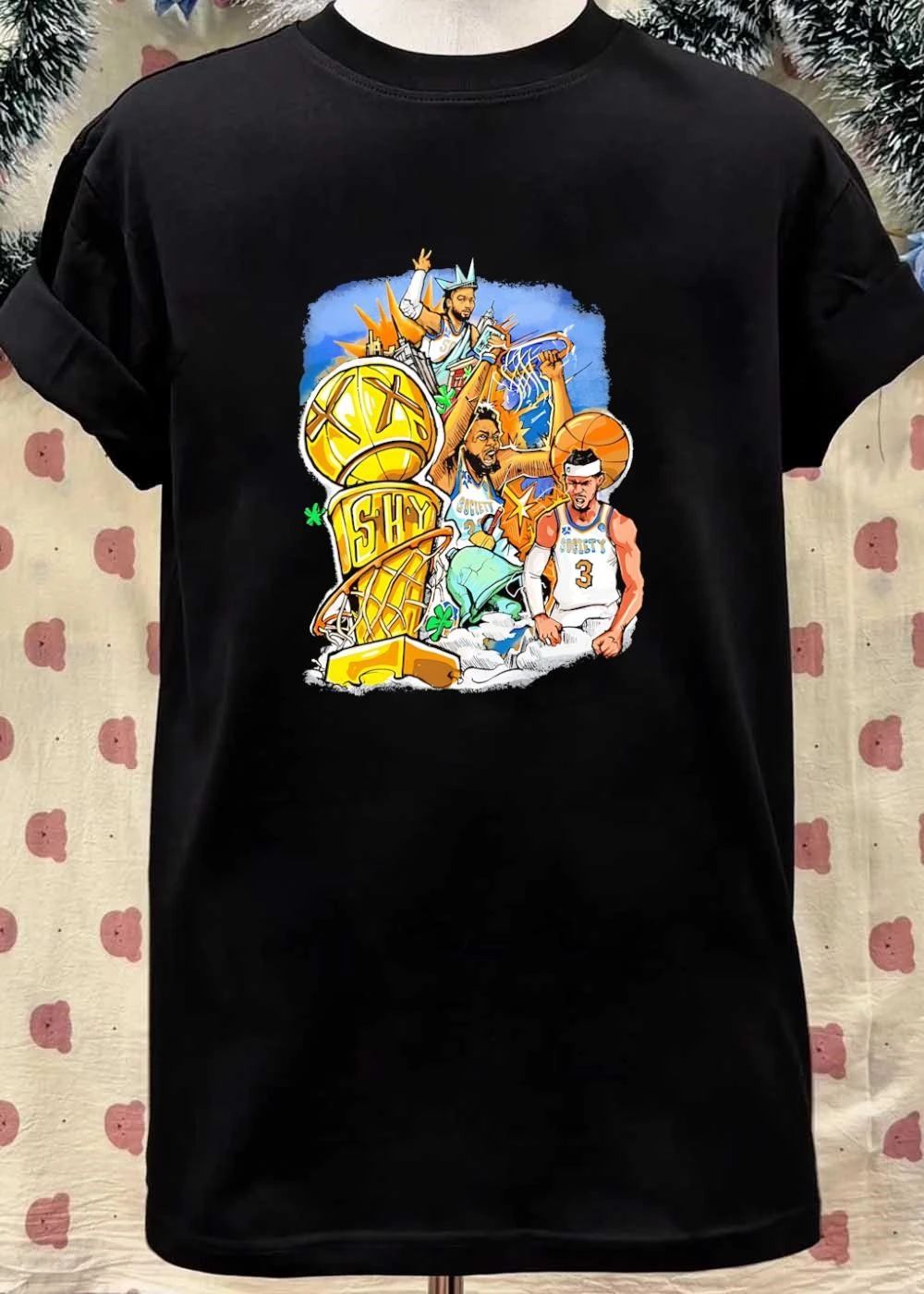 IS HY Knicks Player Mashup Graphic Print Crewneck T-Shirt