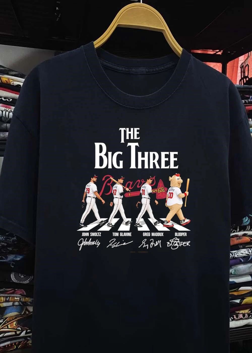John Smoltz Tom Glavine Greg Maddux Blooper Walking The Big Three Braves T-Shirt