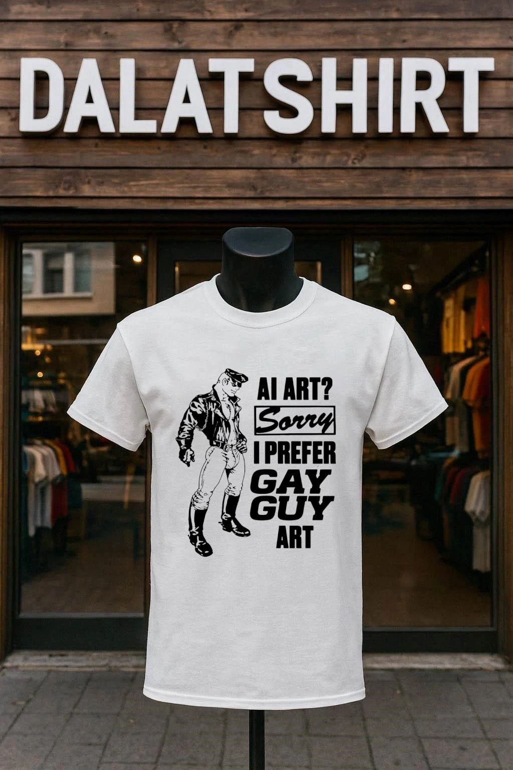 AI Art Sorry I Prefer Gay Guy Art Leather Biker shirt