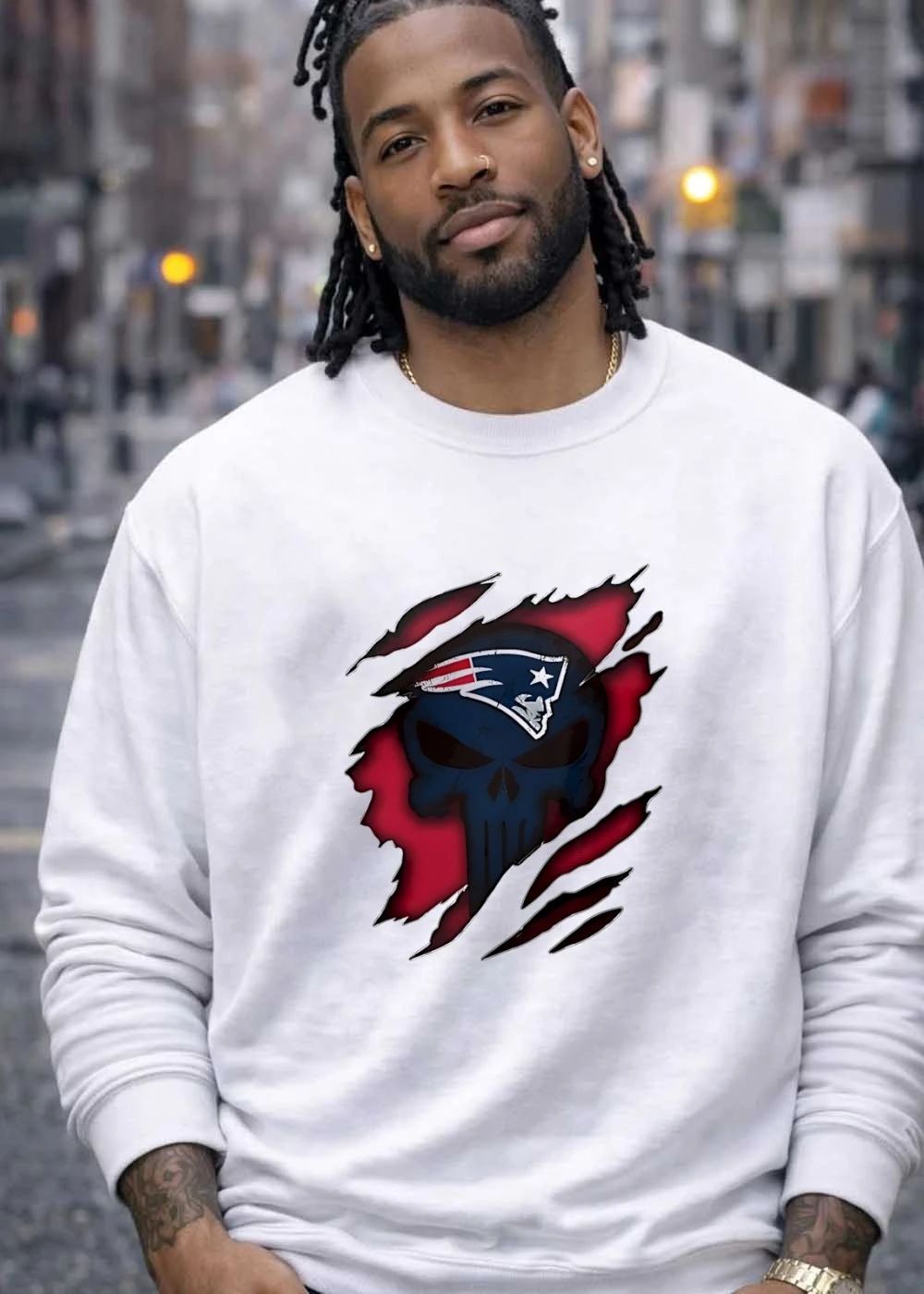 Patriots Skull Torn T-Shirt