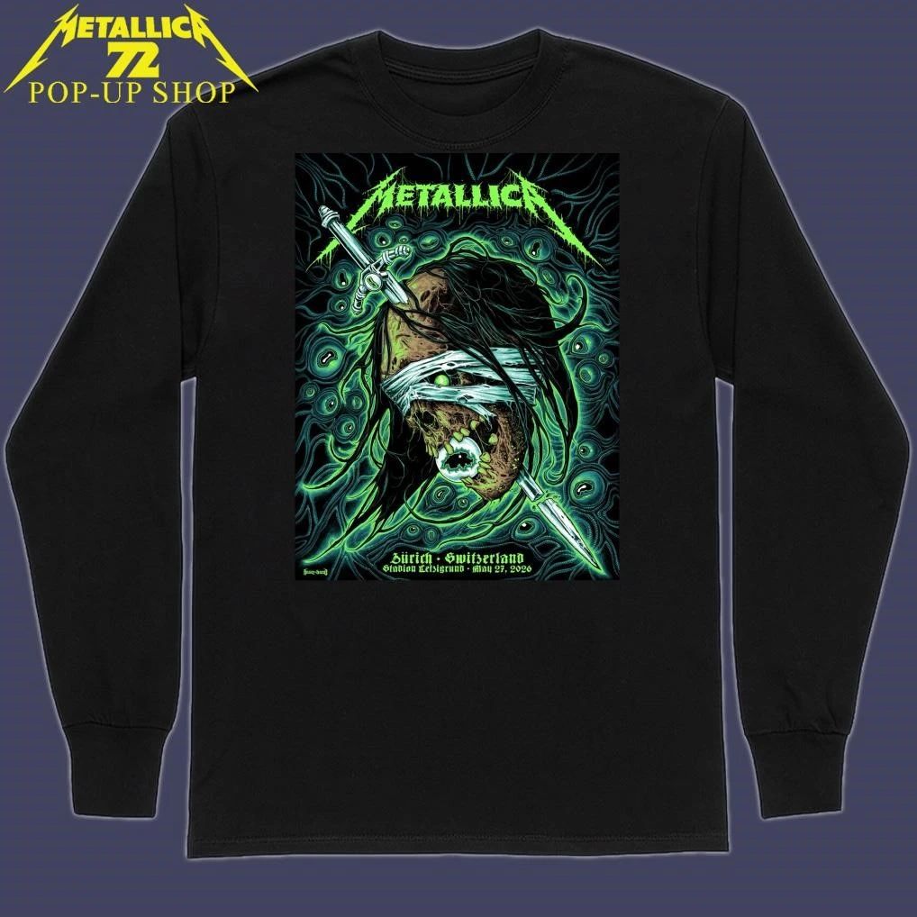 Metallica M72 World Tour May 27 2026 At Stadion Letzigrund Zurich, Switzerland Art By Mark Richards T-Shirt