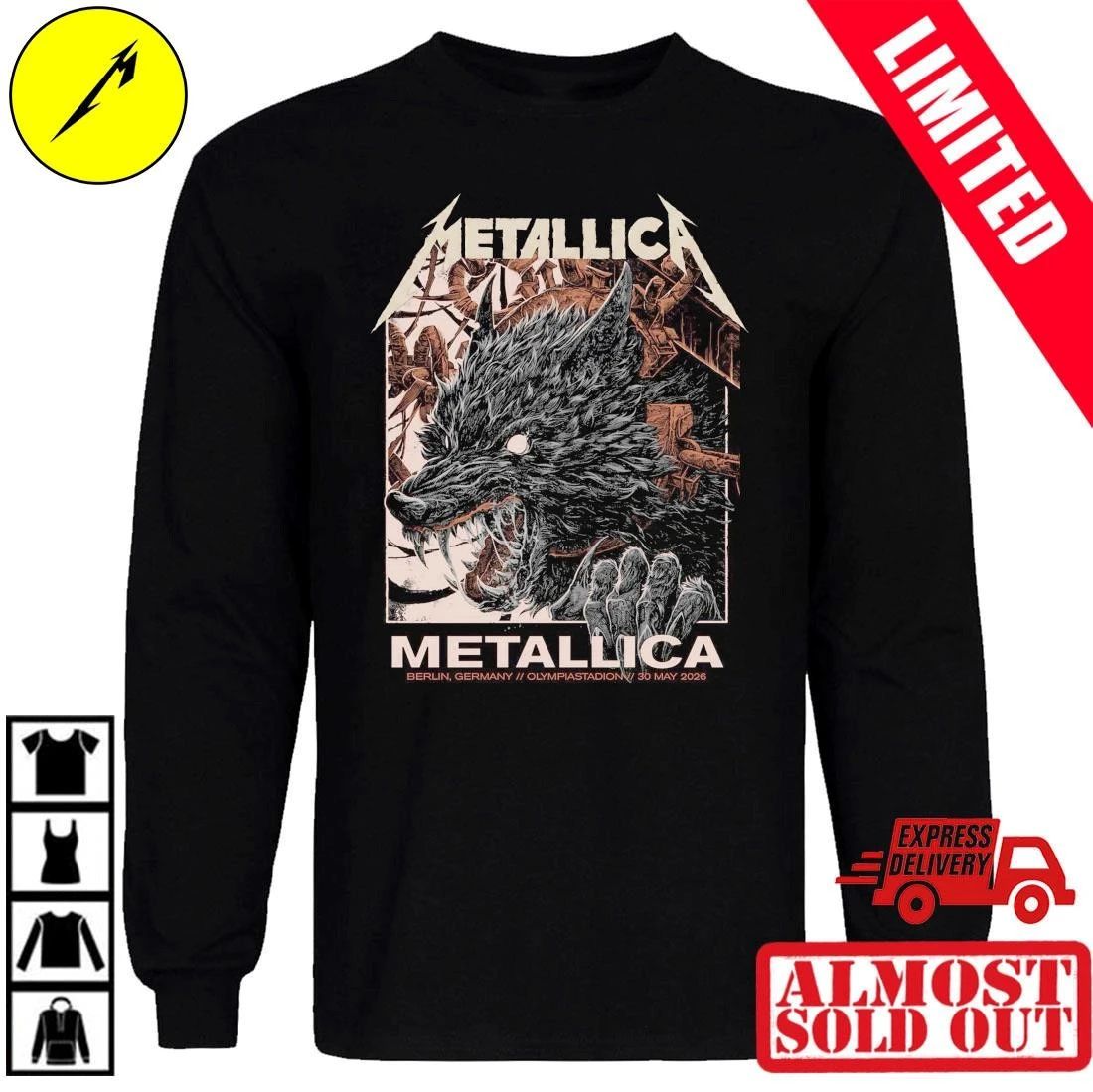 Metallica M72 Berlin Shirt 2026 – Collin Estrada Artwork – Olympiastadion 30. Mai Pop-Up Shop