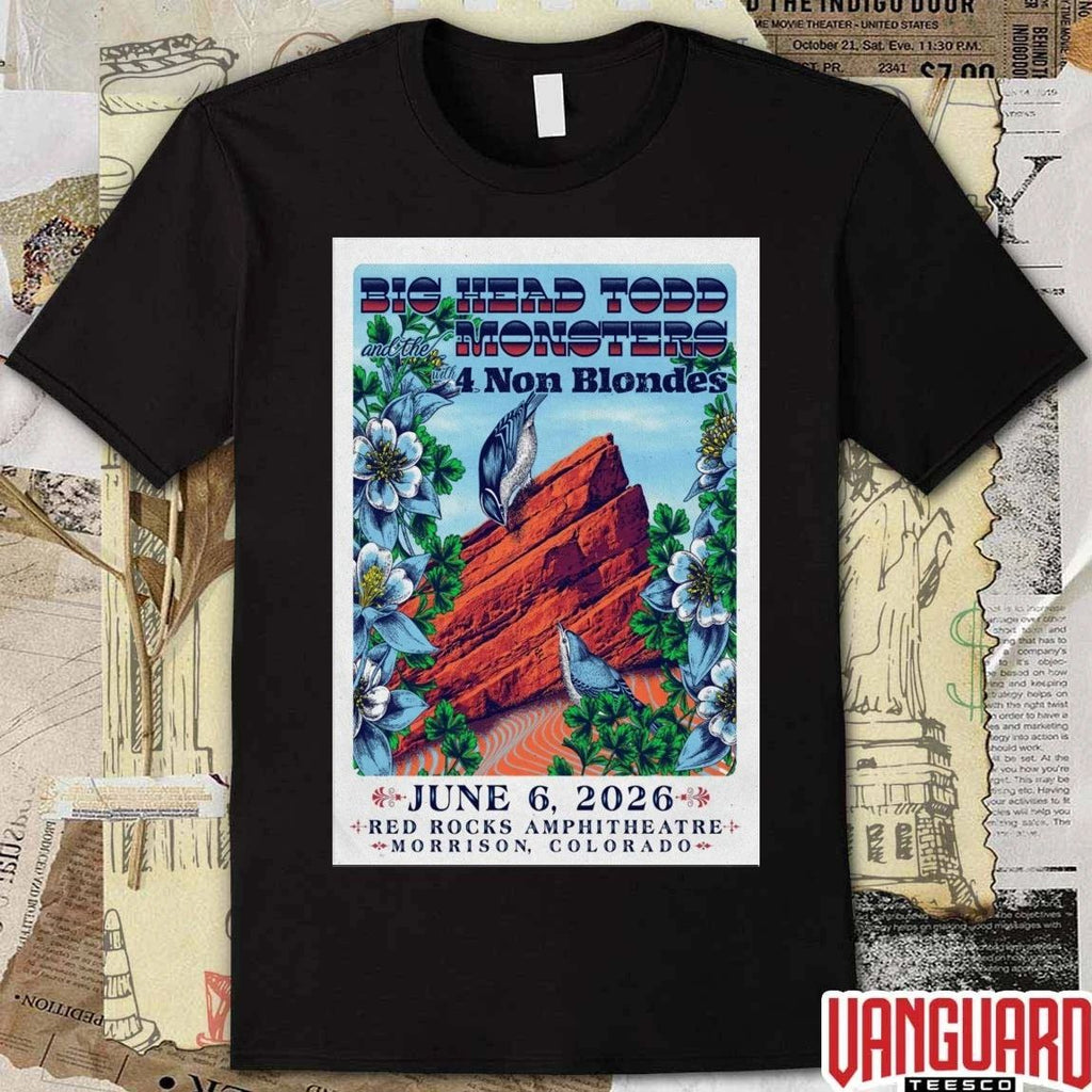 Big Head Todd & the Monsters June 6, 2026 Red Rocks Amphitheatre Morrison, CO Poster t-shirt