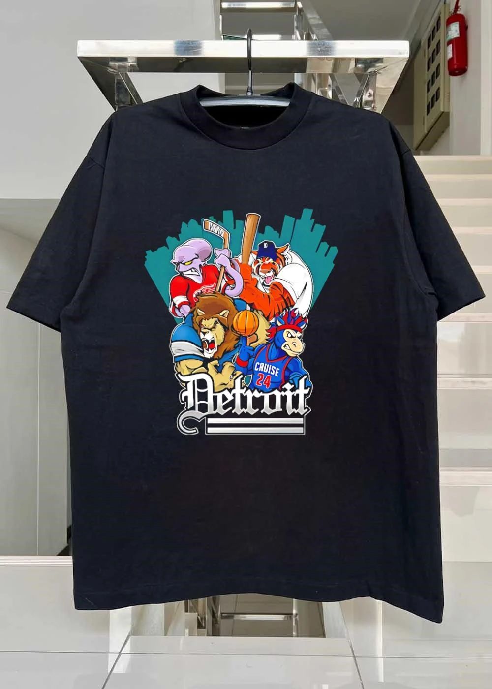 Detroit Mascots Sports Teams Players Hockey Baseball Football Basketball T-Shirt
