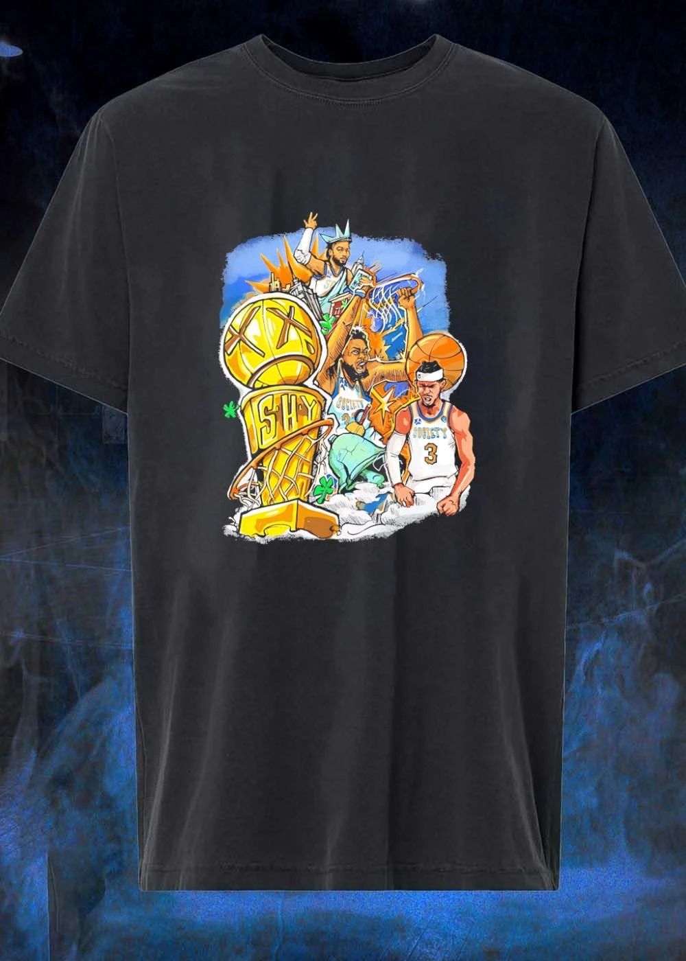 IS HY Knicks Player Mashup Graphic Print Crewneck T-Shirt