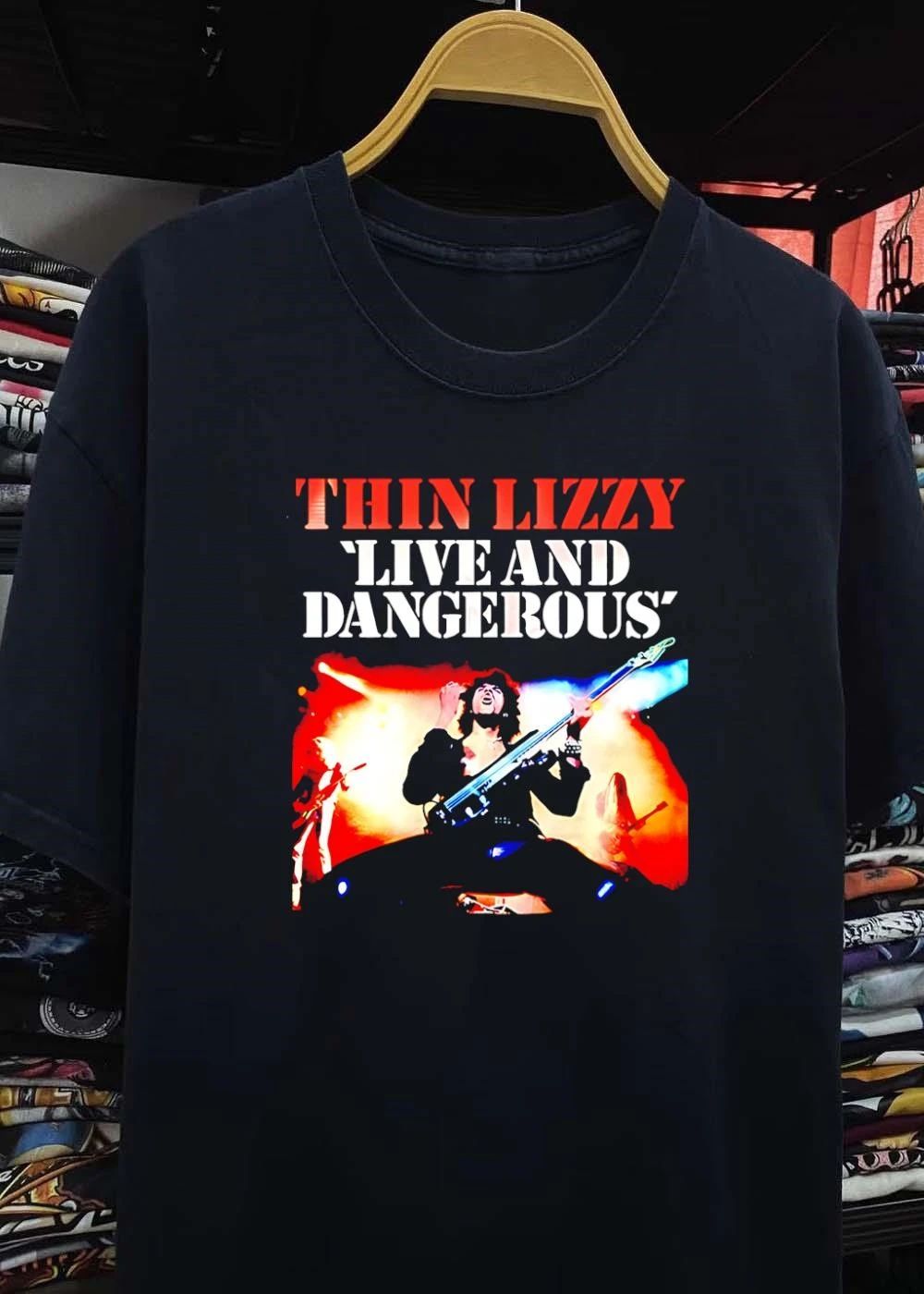 Thin Lizzy Live and Dangerous Album Cover Classic Rock Band Vintage Merch Shirt