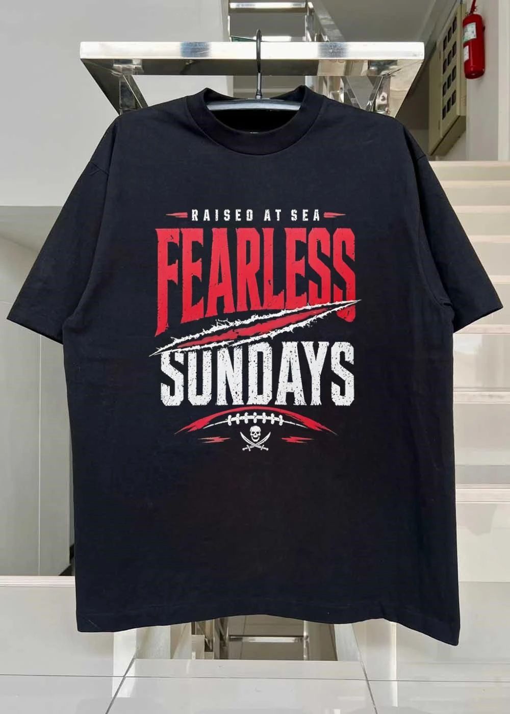 Raised at Sea Fearless Sundays Tampa Bay Buccaneers T-Shirt