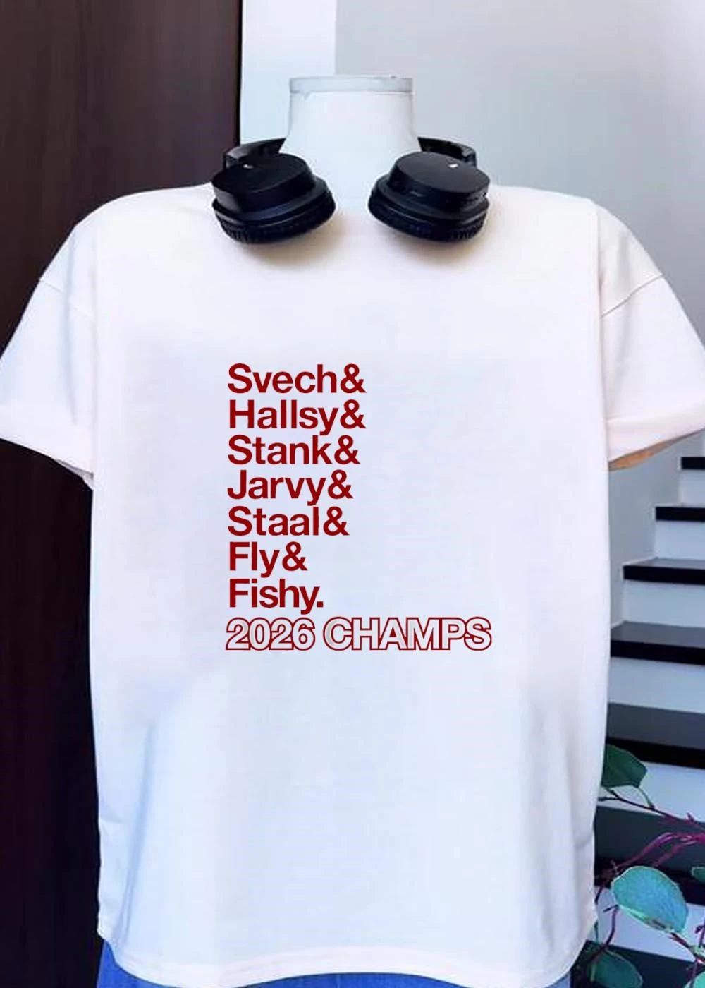 Carolina Hurricanes 2026 Champs Svech & Hallsy & Stank & Jarvy & Staal & Fly & Fishy T-Shirt