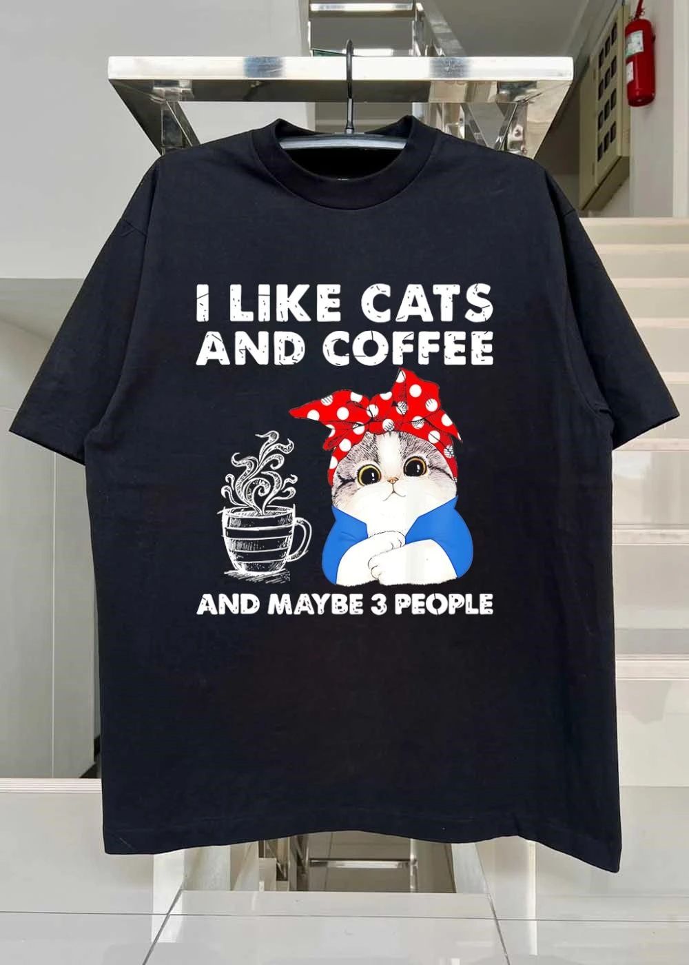 I Like Cats And Coffee And Maybe 3 People Bandana Kitten shirt