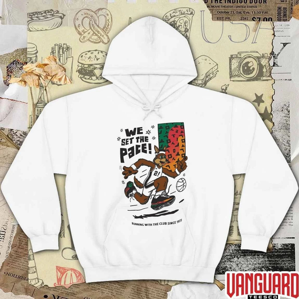 We Set the Pace Running With The Club Since 1973 San Antonio Spurs mascot t-shirt
