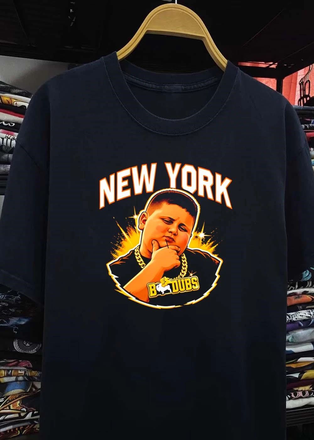 B Dubs New York Boy Thinking Gold Chain T-Shirt