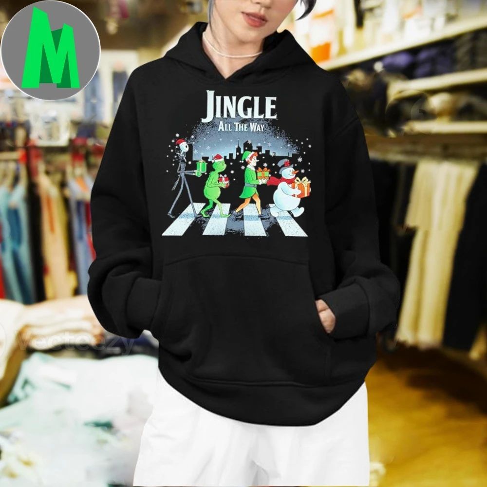 Jack Skellington And the Elf and Frosty the Snowman Jingle All the Way Jingle Road Shirt