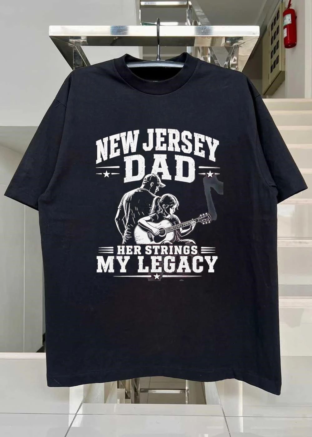 New Jersey Dad Her Strings My Legacy Guitar Father Daughter T-Shirt