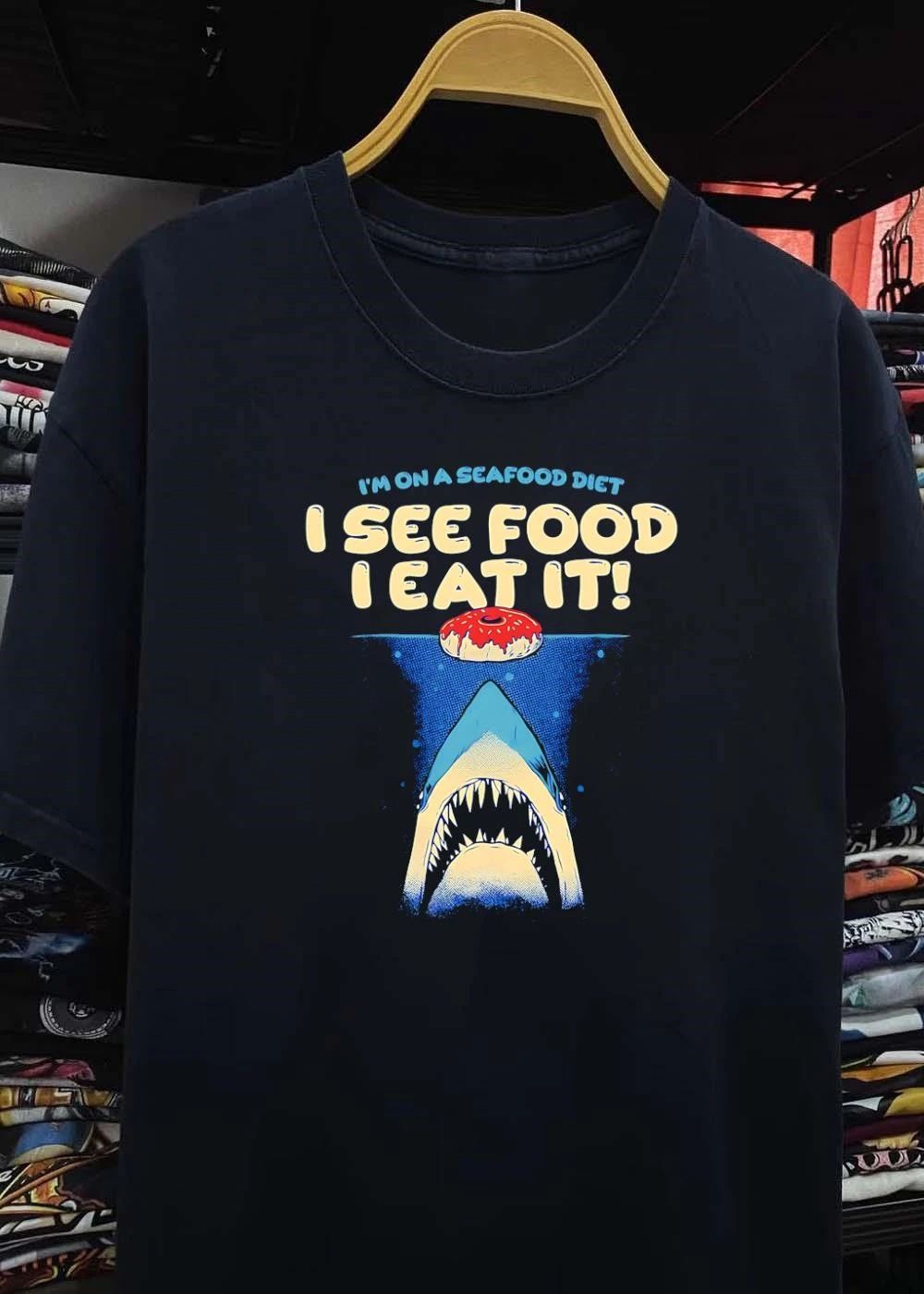 Seafood Diet I See Food I Eat It Shark Donut Shirt