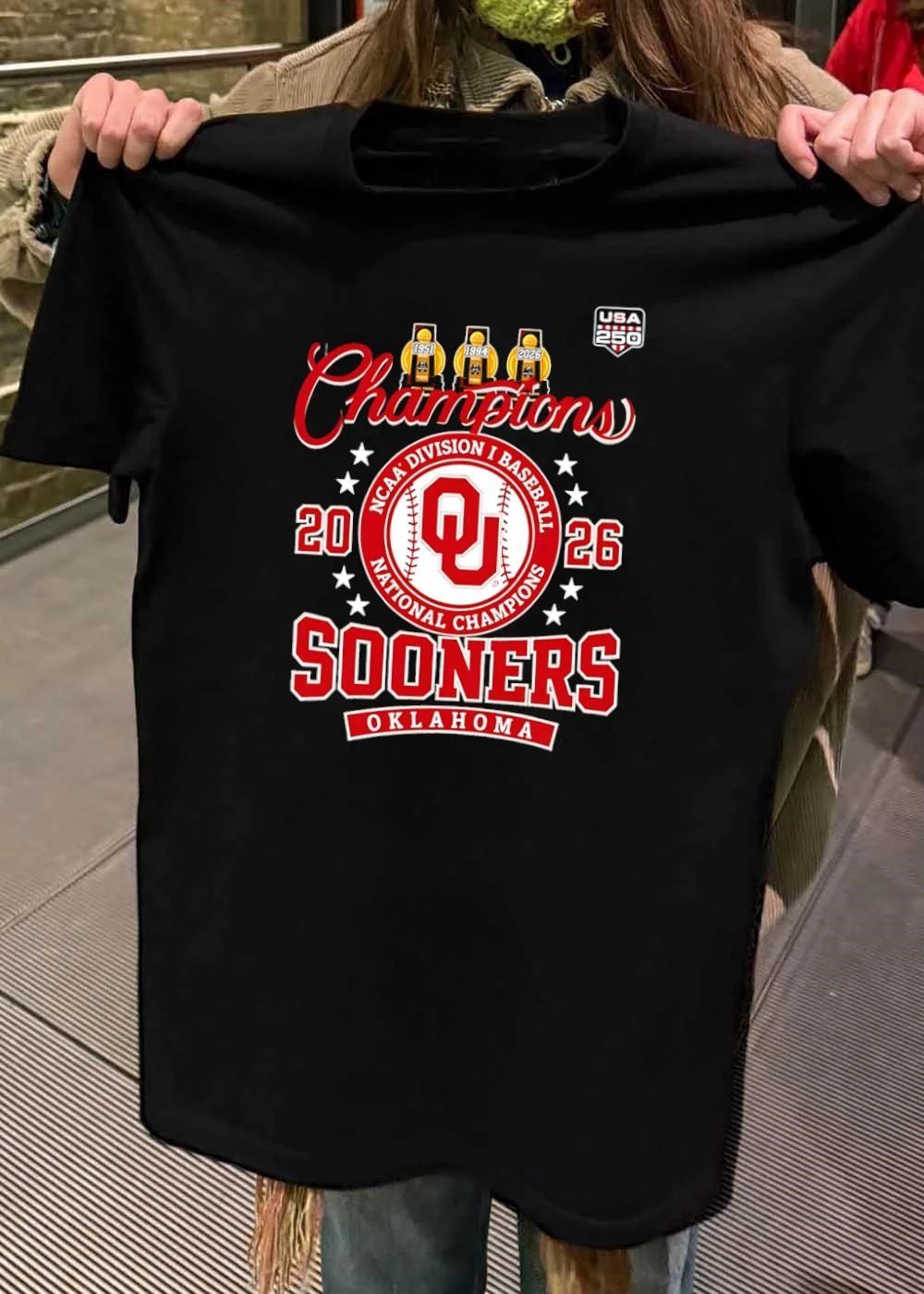 USA 250 Commemorative Champions NCAA Division I Baseball National 1951 1994 2026 Oklahoma Sooners shirt