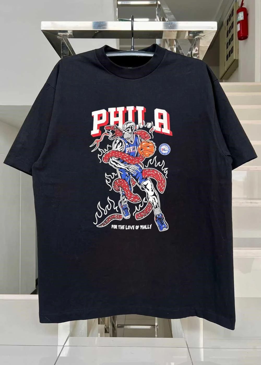 For the Love of Philly Skull Basketball Snake Philadelphia 76ers shirt