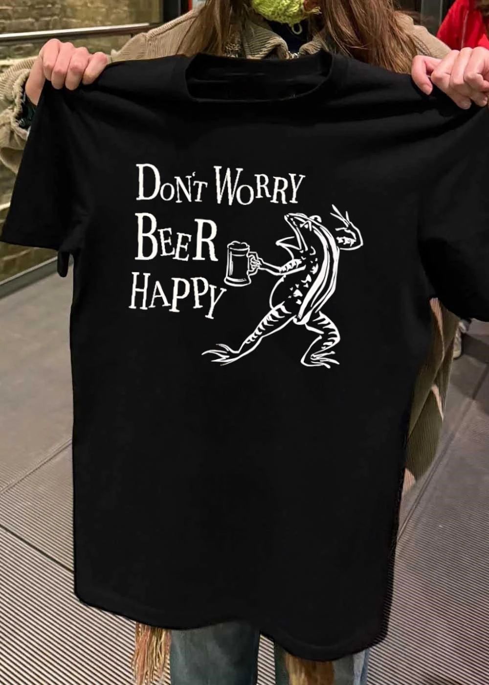 Funny Frog Graphic Don’t Worry Beer Happy T-Shirt
