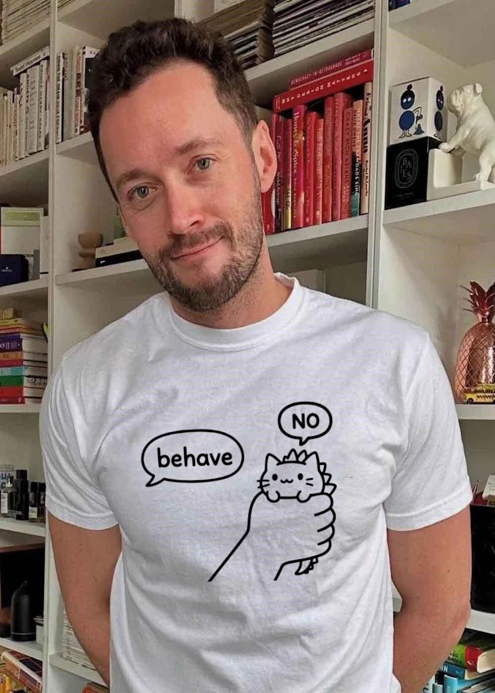 Behave No Hand Holding Cute Cat Dinosaur Tail Cartoon shirt